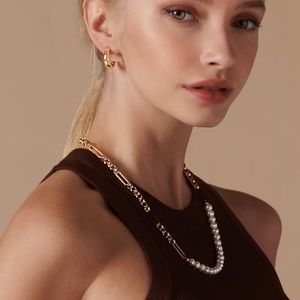 Siizu half pearl half chainlink necklace